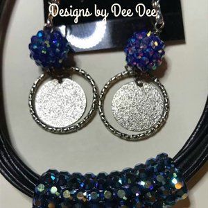 5/$20🔥Blue Rhinestone and Leather Fashion Necklace Set🔥